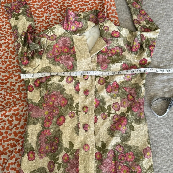 Custom handmade gold floral roses sparkle dress one of a kind small -medium fit - Picture 10 of 14